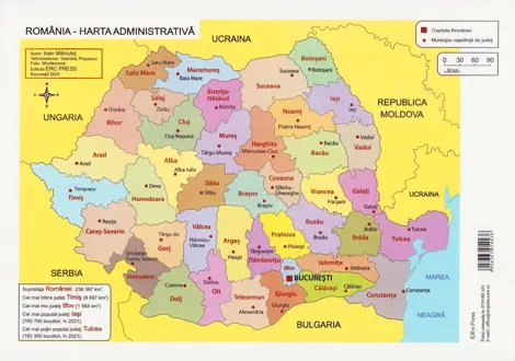 Plansa: Romania. Harta administrativa (resigilat)