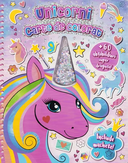 Unicorni. Carte de colorat cu machete