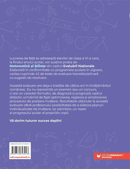 Evaluarea Nationala 2026. Clasa a VI-a. Matematica si Stiinte.