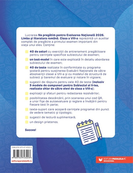Limba si literatura romana. Evaluarea Nationala 2026. Clasa a VIII-