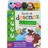 Invat sa desenez: La ferma. Set de colorat si de activitati