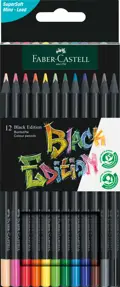 Creioane colorate 12 culori black edition Faber Castell