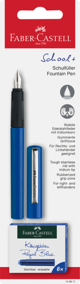 Blister stilou scolar albastru + 6 cartuse Faber Castell