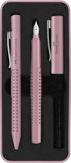Set stilou M + pix grip 2010 rose Faber Castell