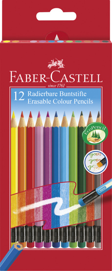 Creioane colorate 12 culori cu guma eco Faber Castell