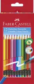 Creioane colorate 12 culori cu guma eco Faber Castell