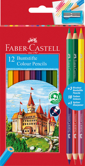 Creioane colorate 12+3 culori eco Faber Castell