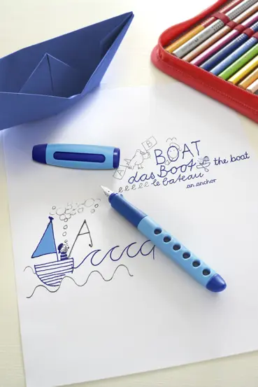 Stilou scolar Scribolino albastru, stangaci Faber Castell