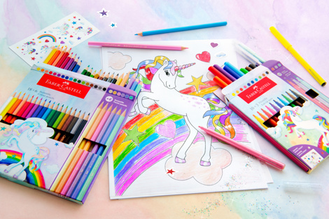 Creioane colorate 10+3 culori unicorni Faber Castell