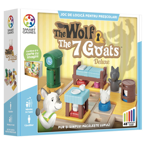 Smart Games - The Wolf & The 7 Goats - Deluxe, joc de logica cu 48 de provocari, 3+ ani, editie lb. Romana