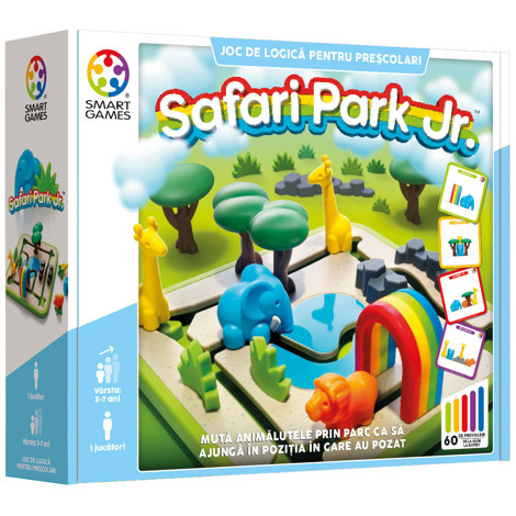 Smart Games - Safari Park Jr., joc de logica cu 60 de provocari, 3+ ani, editie lb. Romana