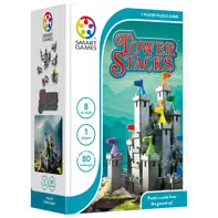 Smart Games - Tower Stacks, joc de logica cu 80 de provocari, 8+ ani, editie internationala