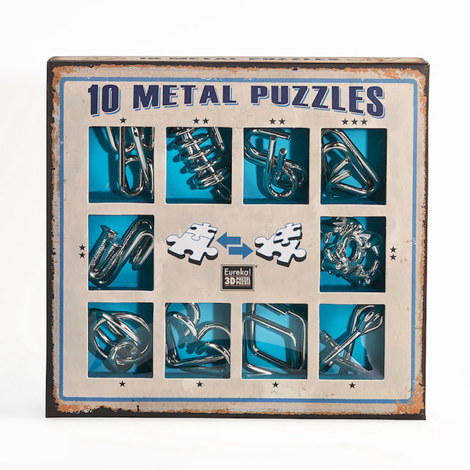 10 Metal Puzzles Set Blue