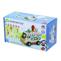 Furgoneta cu inghetata, din lemn premium - Penguin's Gelato Van - 6 piese, cu pinguin si inghetate - Tender Leaf Toys