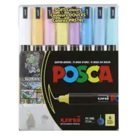 Set 8 markere Uni Posca PC 1MR culori pastel vf0.7mm