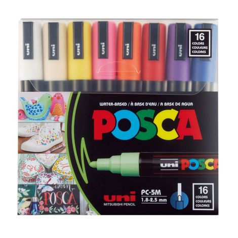 Set 16 markere Uni Posca PC 5MR vf 1.8-2.5mm