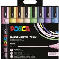 Set 8 markere Uni Posca PC 5MR culori pastel vf 25mm
