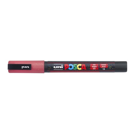 Marker Uni Posca PC 3M vf 0.9-1.3 mm Rosu cu sclipici
