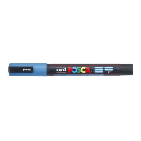 Marker Uni Posca PC 3M vf 0.9-1.3 mm Albastru deschis cu sclipici