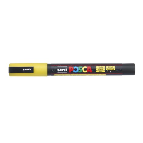 Marker Uni Posca PC 3M vf 0.9-1.3 mm Galben cu sclipici