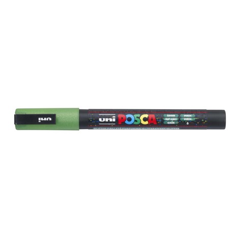 Marker Uni Posca PC 3M vf 0.9-1.3 mm Verde cu sclipici