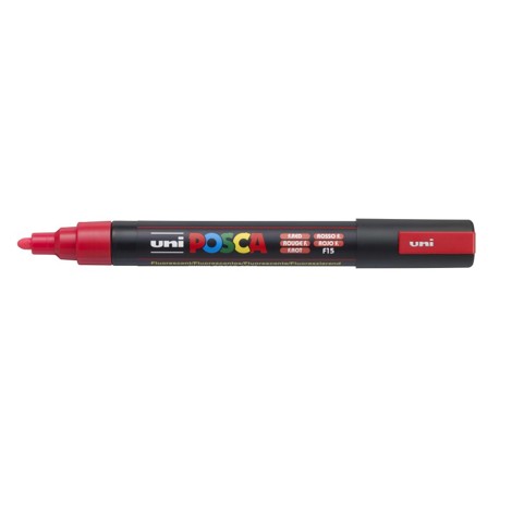 Marker Uni Posca PC 5M vf 1.8-2.5 mm Rosu fluorescent