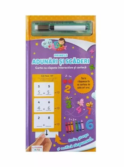 Primele adunari si scaderi. Carte cu clapete interactive si carioca