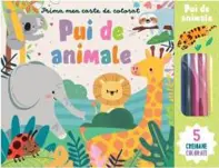 Pui de animale + 5 creioane colorate
