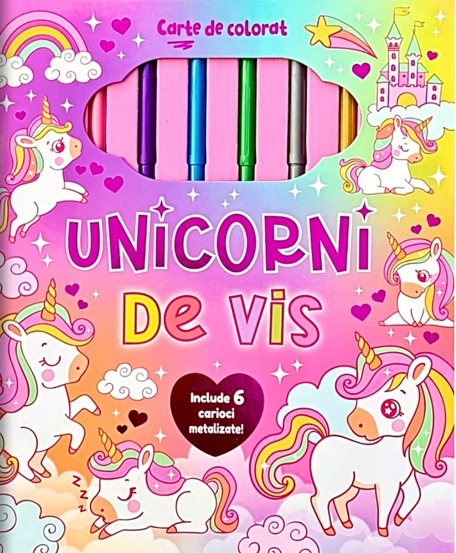 Unicorni  de vis. Carte de colorat