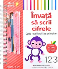 Invata sa scrii cifrele. Carte reutilizabila cu adancituri (4-5 ani)