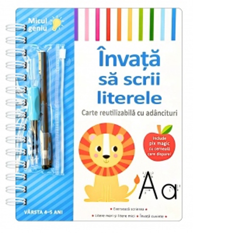 Invata sa scrii literele. Carte reutilizabila cu adancituri (4-5 ani)