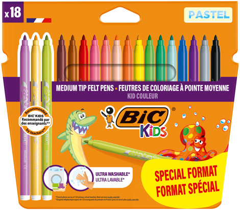 Markere colorate ultralavabile Kid Couleur Format Special Pastel, 18 culori