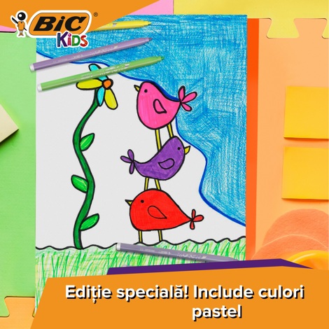 Markere colorate ultralavabile Kid Couleur Format Special Pastel, 18 culori