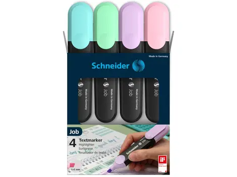 Textmarker Schneider Job Pastel , set 4 culori