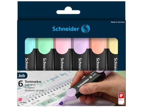 Textmarker Schneider Job Pastel, set 6 culori
