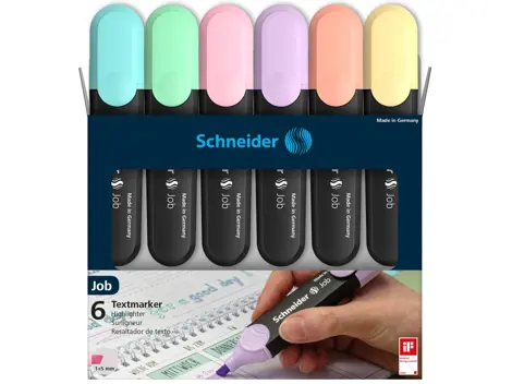 Textmarker Schneider Job Pastel, set 6 culori