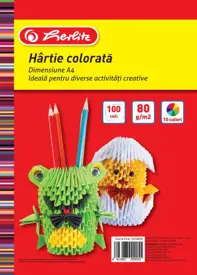 Hartie colorata A4, 80 grame, diverse culori, 100 coli