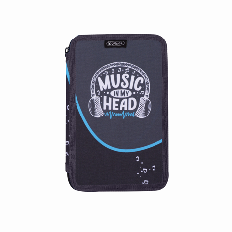 Penar neechipat, 3 fermoare, dimensiune 20 x 6 x 13 cm, motiv Music