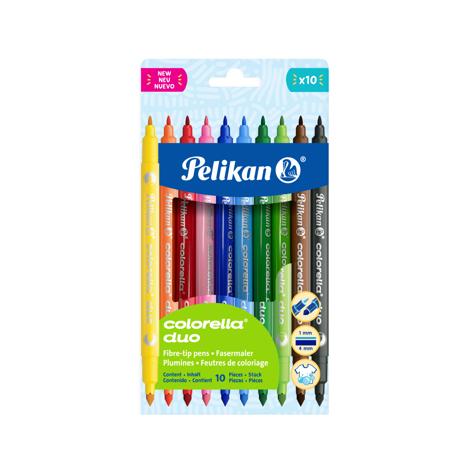 Carioca Colorella Duo C407, varf dublu (1 mm + 2 mm), lavabile, set 10 culori, cutie blister