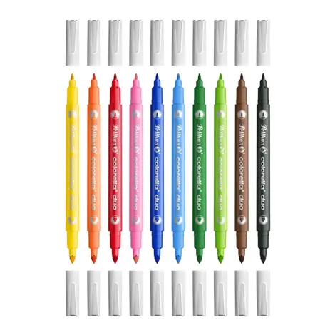Carioca Colorella Duo C407, varf dublu (1 mm + 2 mm), lavabile, set 10 culori, cutie blister