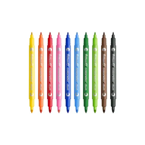 Carioca Colorella Duo C407, varf dublu (1 mm + 2 mm), lavabile, set 10 culori, cutie blister