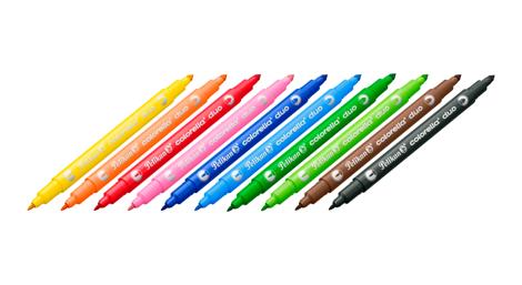 Carioca Colorella Duo C407, varf dublu (1 mm + 2 mm), lavabile, set 10 culori, cutie blister