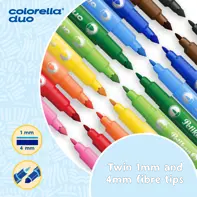 Carioca Colorella Duo C407, varf dublu (1 mm + 2 mm), lavabile, set 10 culori, cutie blister