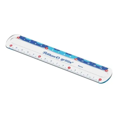 Rigla griffix transparenta cu doua scale, 15 cm, blister