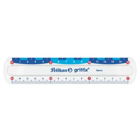 Rigla griffix transparenta cu doua scale, 15 cm, blister