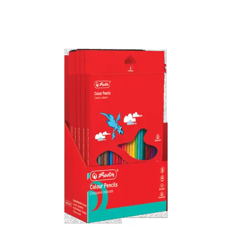 CREIOANE COLORATE HERLITZ 24 BUC, TAVITA PLASTIC, SECTIUNE TRIUNGHIULARA, MINA 3MM