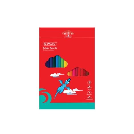 CREIOANE COLORATE HERLITZ 18 BUC, TAVITA PLASTIC, SECTIUNE TRIUNGHIULARA, MINA 3MM