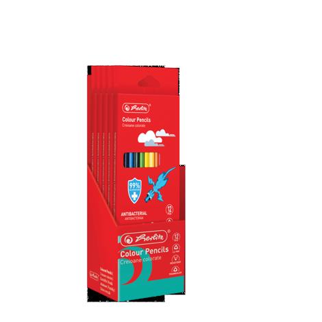CREIOANE COLORATE CU PROPRIETATI ANTIBACTERIALE HERLITZ HB 12 BUC, SECTIUNE TRIUNGHIULARA, MINA 3MM
