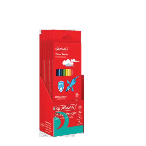 CREIOANE COLORATE CU PROPRIETATI ANTIBACTERIALE HERLITZ HB 12 BUC, SECTIUNE TRIUNGHIULARA, MINA 3MM