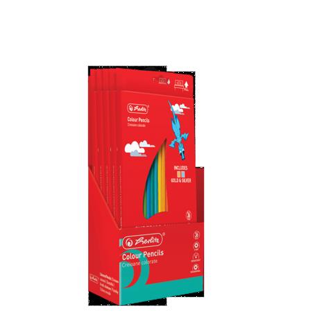 CREIOANE COLOR SUPERIOARE HERLITZ 24 BUC, SECTIUNE HEXAGONALA, MINA 3MM, ASCUTITOARE INCLUSA